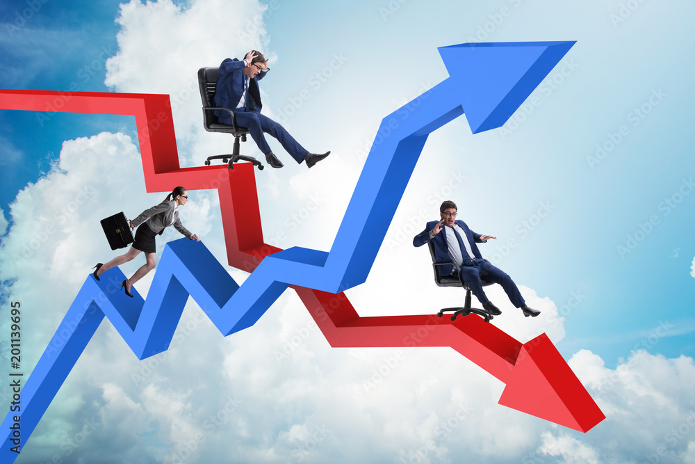 Growth and decline concept with businessmen Growth and decline concept with businessmen