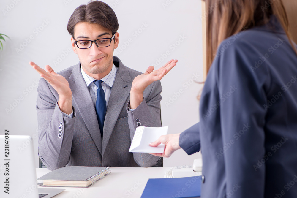 Businessman in unethical business concept with bribe Businessman in unethical business concept with bribe