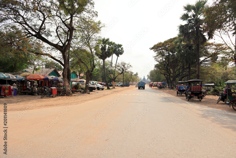 SIEM REAP, CAMBODIA. 2018 Mar 9th. Dirt Road Street and their Rural Village.