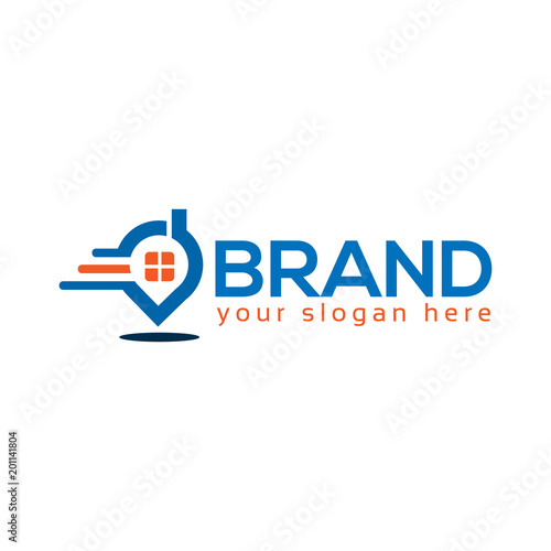 Placeholder and house icon.  logo has the impression fast and reliable, Flat logo design.