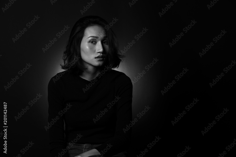 Tan Skin Asian Woman black straight short hair, Tan Skin Asian Woman black straight short hair,