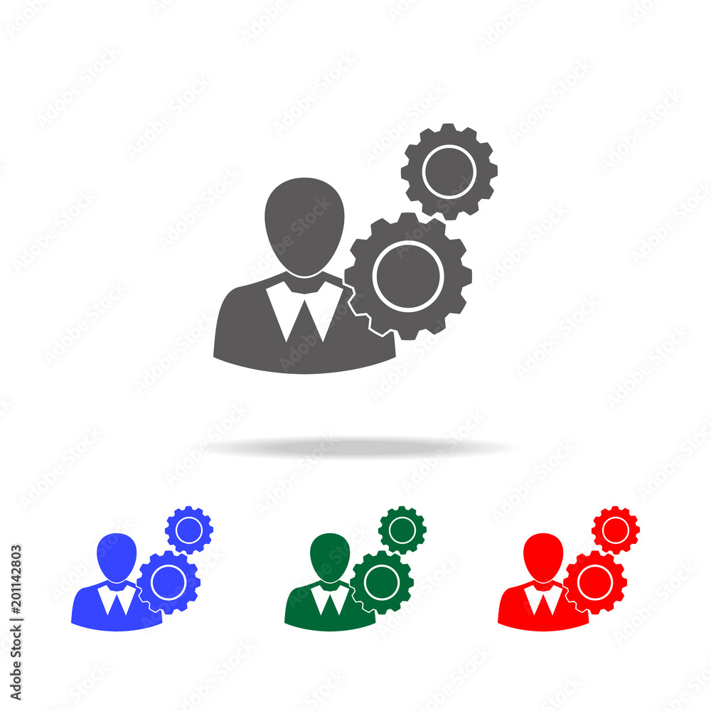 gears of thoughts of person icon. Elements of human resource in multi colored icons. Business, human resource sign. Looking for talent. Search man vector icon. Job search icon gears of thoughts of person icon. Elements of human resource in multi colored icons. Business, human resource sign. Looking for talent. Search man vector icon. Job search icon
