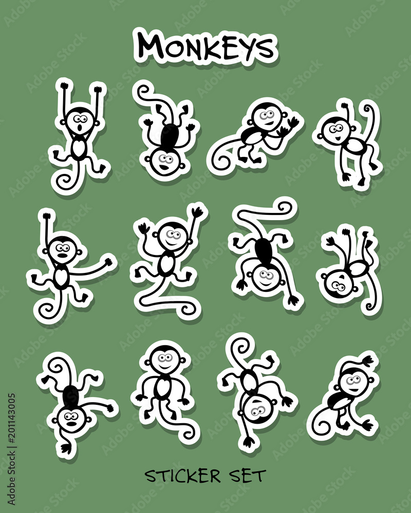 Monkeys, sticker set for your design Monkeys, sticker set for your design