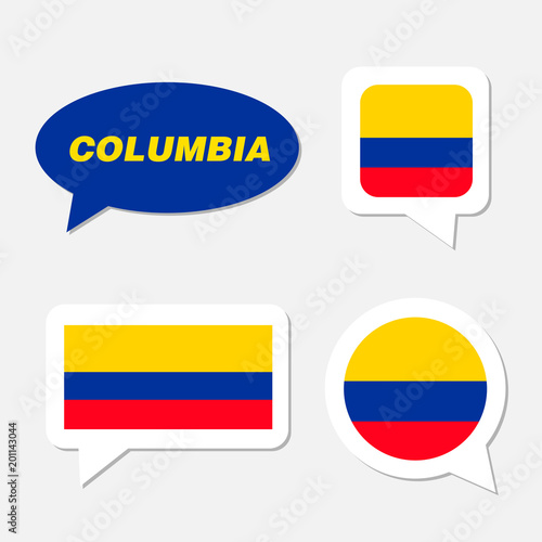 Free Download Set of Columbia flag in dialogue bubble - GFXLoad