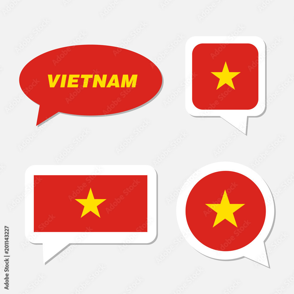 Set of Vietnam flag in dialogue bubble