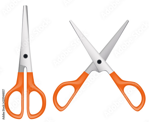 orange scissor on a white background vector
