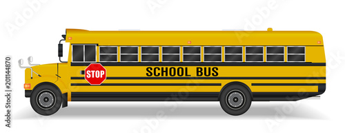 real school bus on a white background