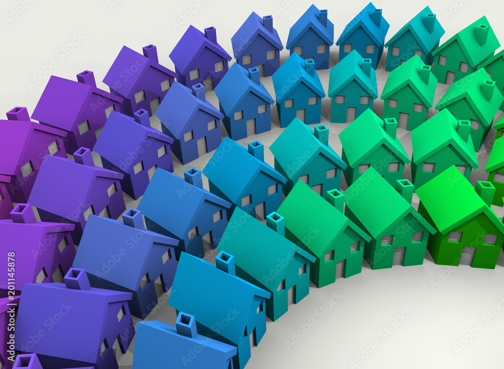 Fototapeta premium Homes Houses Colorful Diverse Community Background 3d Illustration