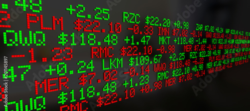 Stock Market Ticker Prices Scrolling Background 3d Illustration photo