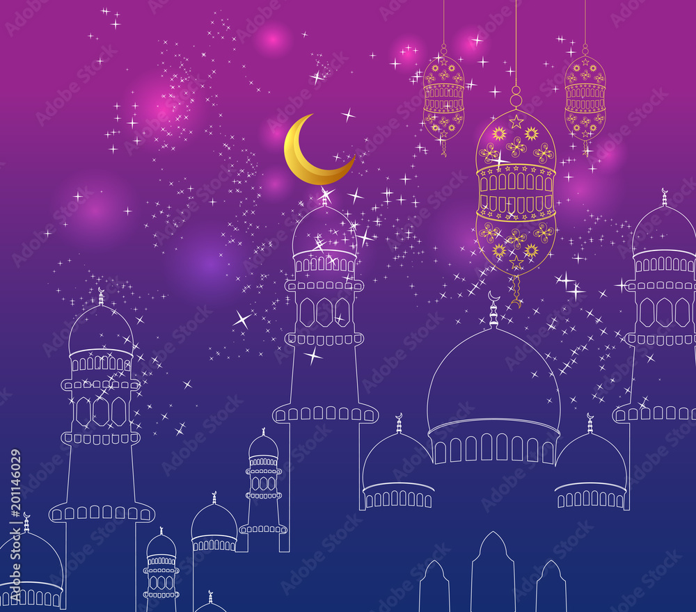 Ramadan Kareem Design Background. Illustration for greeting card, poster and banner