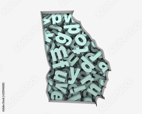 Georgia GA Letters Map Education Reading Writing Schools 3d Illustration photo