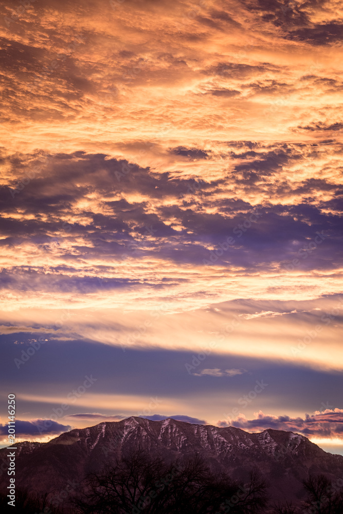 Fiery Sunrise over Wasatch Mountains