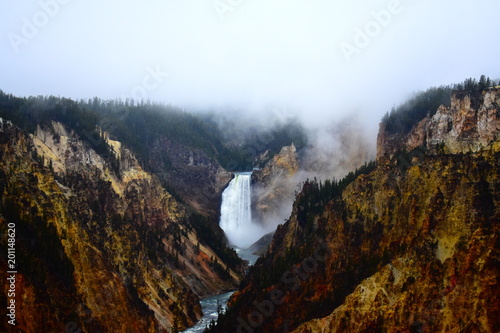 Roaring waterfall, Yellowstone National Park, Grand Canyon of the Yellowstone, Lower Falls, Wyoming
