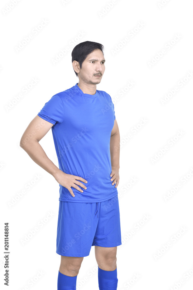 Fototapeta premium Professional asian footballer standing with hand on waist