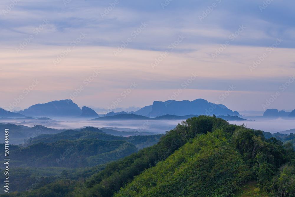 camping on the hill at Phu Tathan hilltop to see mist in Phang Nga valley