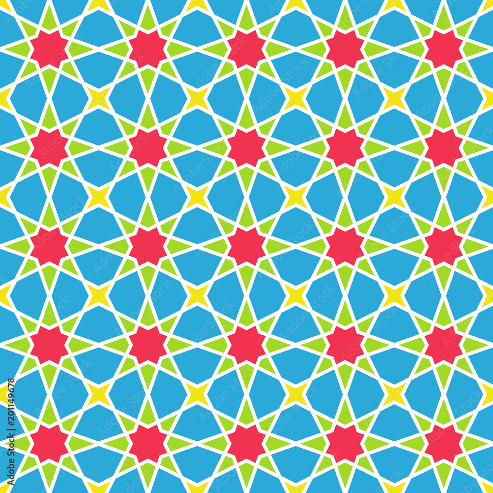 Background with seamless pattern in colorful islamic style Background with seamless pattern in colorful islamic style