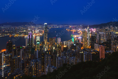 Photography Hong Kong cityscape at night. View from Peak