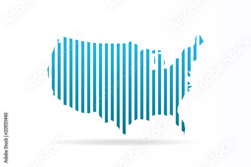 USA United States Stripes Map. Vector Graphic Design