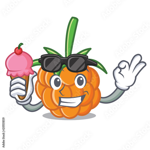 With ice cream cloudberry character cartoon style