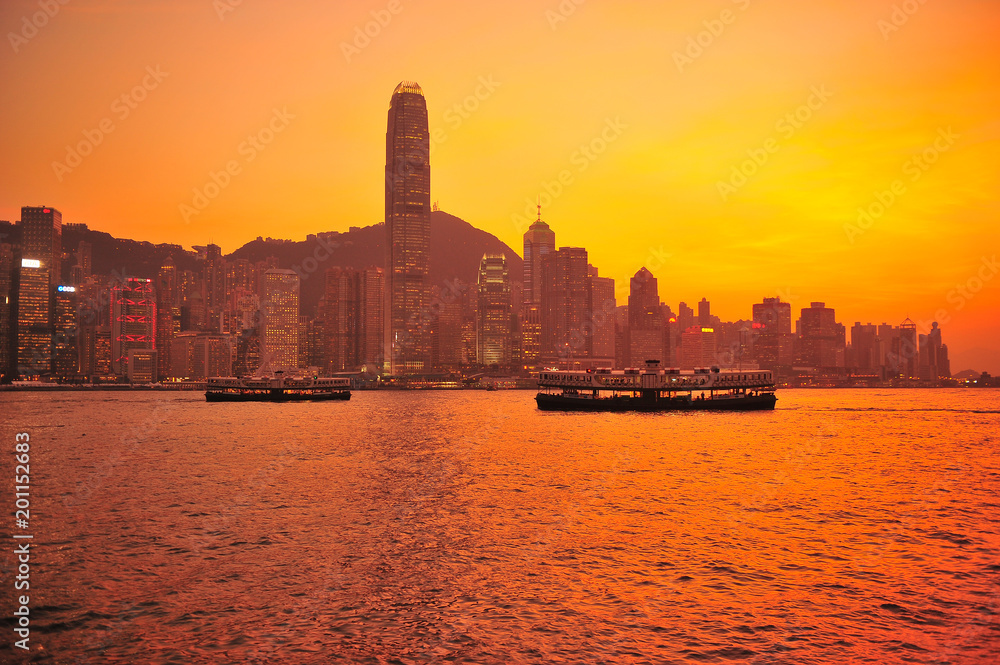 Hong Kong Cityscape at Twilight Scene