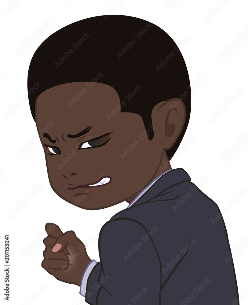 ふり返る怒りのちびキャラ 男性 タイプe Stock Illustration Adobe Stock