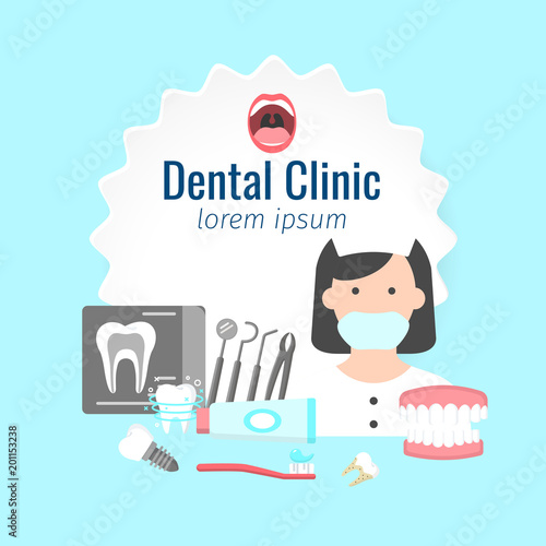 Poster with icons of dental clinic services
