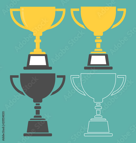Trophy icon set . Simple, flat, outline styles