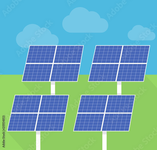 Solar panels on the field