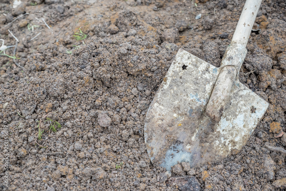 Gardening tool inserted in the soil. Gardening tool inserted in the soil.
