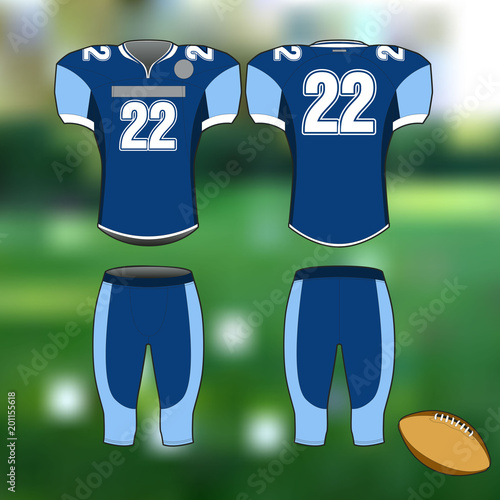 Professional sports uniform for American football. Isolated image.