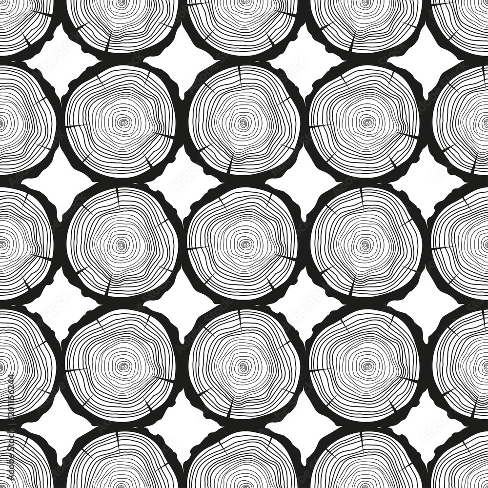 Tree rings. Seamless pattern. Set of tree rings on isolation background ...