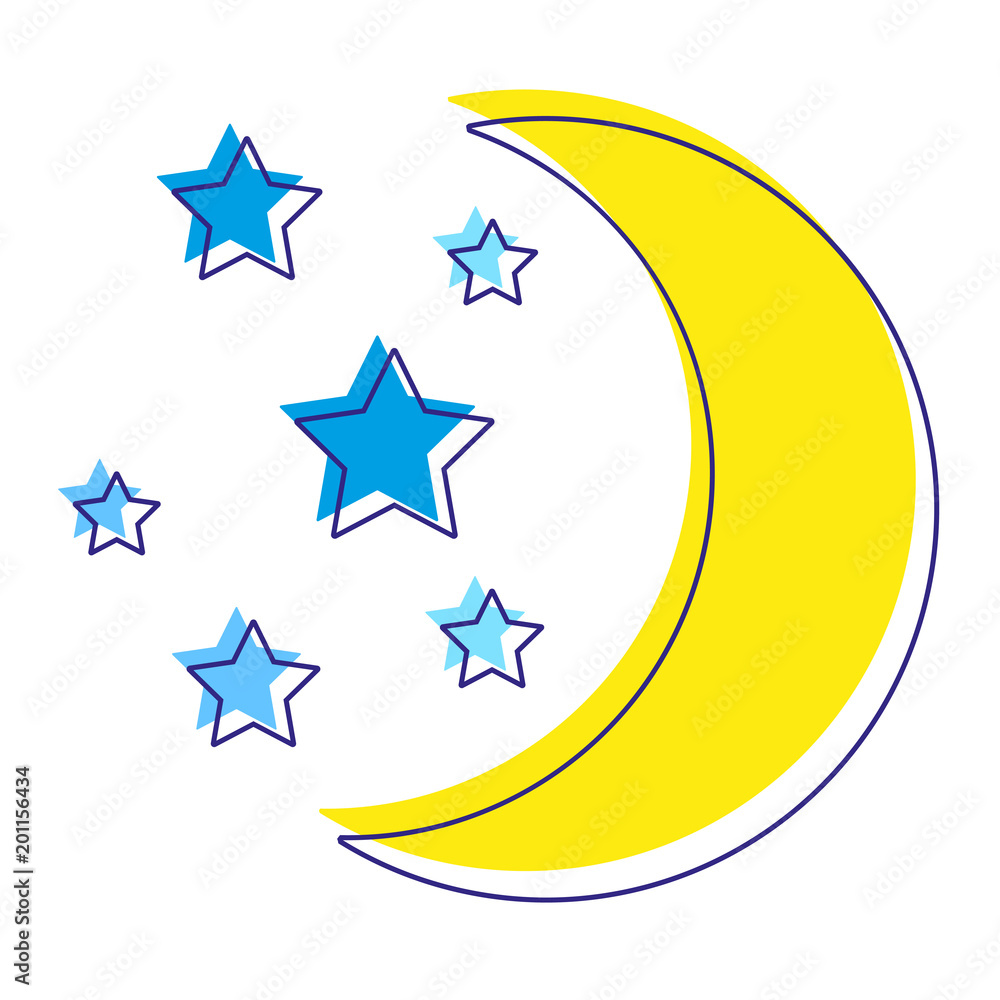 Moon with stars silhouette abstract web icon Moon with stars silhouette abstract web icon