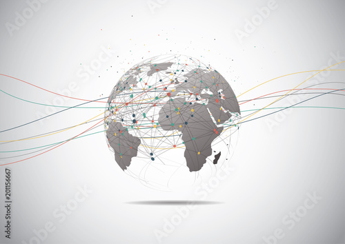 Global network connection. World map point and line composition concept of global business. Vector Illustration