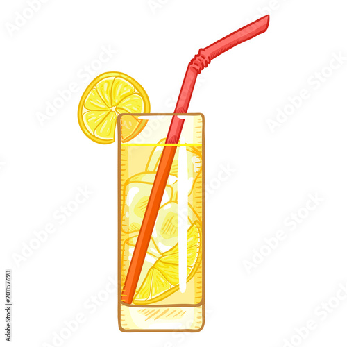 Vector Cartoon Illustration - Glass of Lemonade