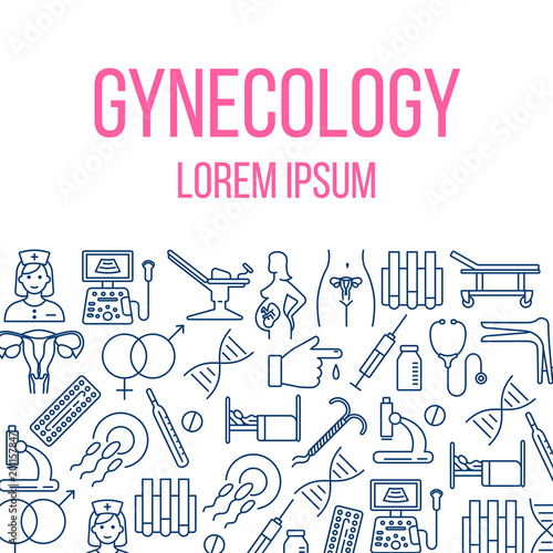 Gynecology poster with flat icons