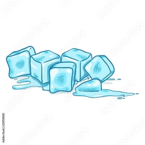 Vector Cartoon Illustration - Ice Cubes Melting