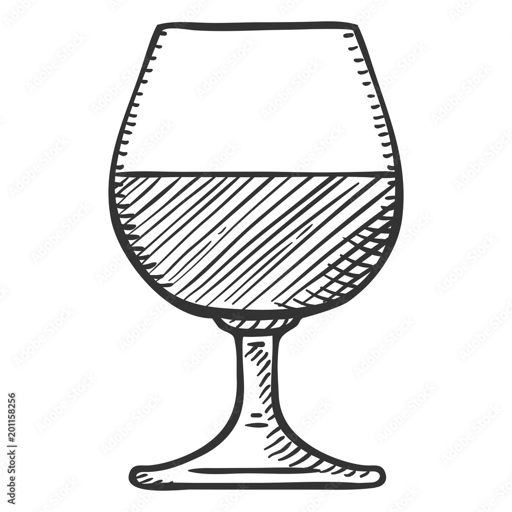 Vector Sketch Illustration - Cognac Glass Vector Sketch Illustration - Cognac Glass