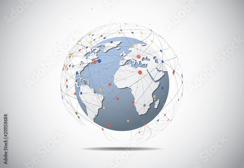 Global network connection. World map point and line composition concept of global business. Vector Illustration