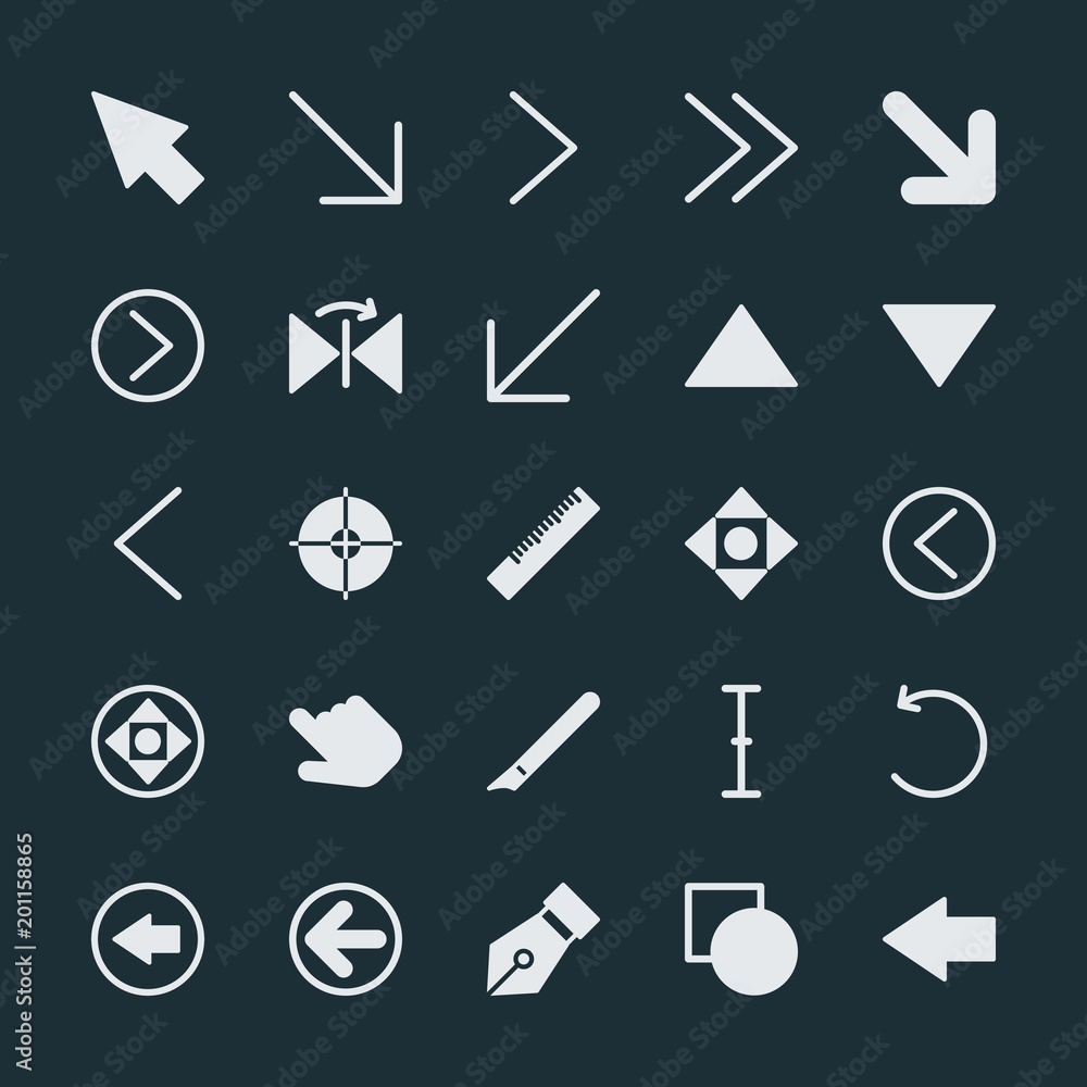 Modern Simple Set of arrows, cursors, design Vector fill Icons. ..Contains such Icons as left, right, center, ruler, arrow, flip, hand and more on dark background. Fully Editable. Pixel Perfect. Modern Simple Set of arrows, cursors, design Vector fill Icons. ..Contains such Icons as left, right, center, ruler, arrow, flip, hand and more on dark background. Fully Editable. Pixel Perfect.