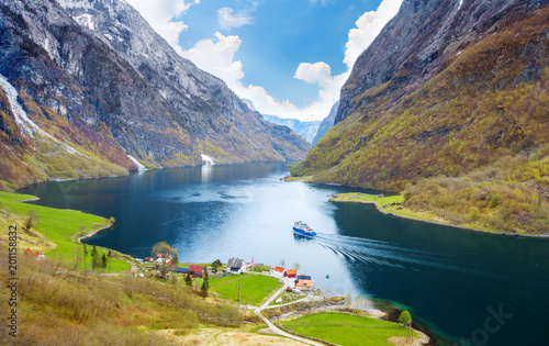 Canvas Print Naeroyfjord - fjord landscape in Sogn og Fjordane region.