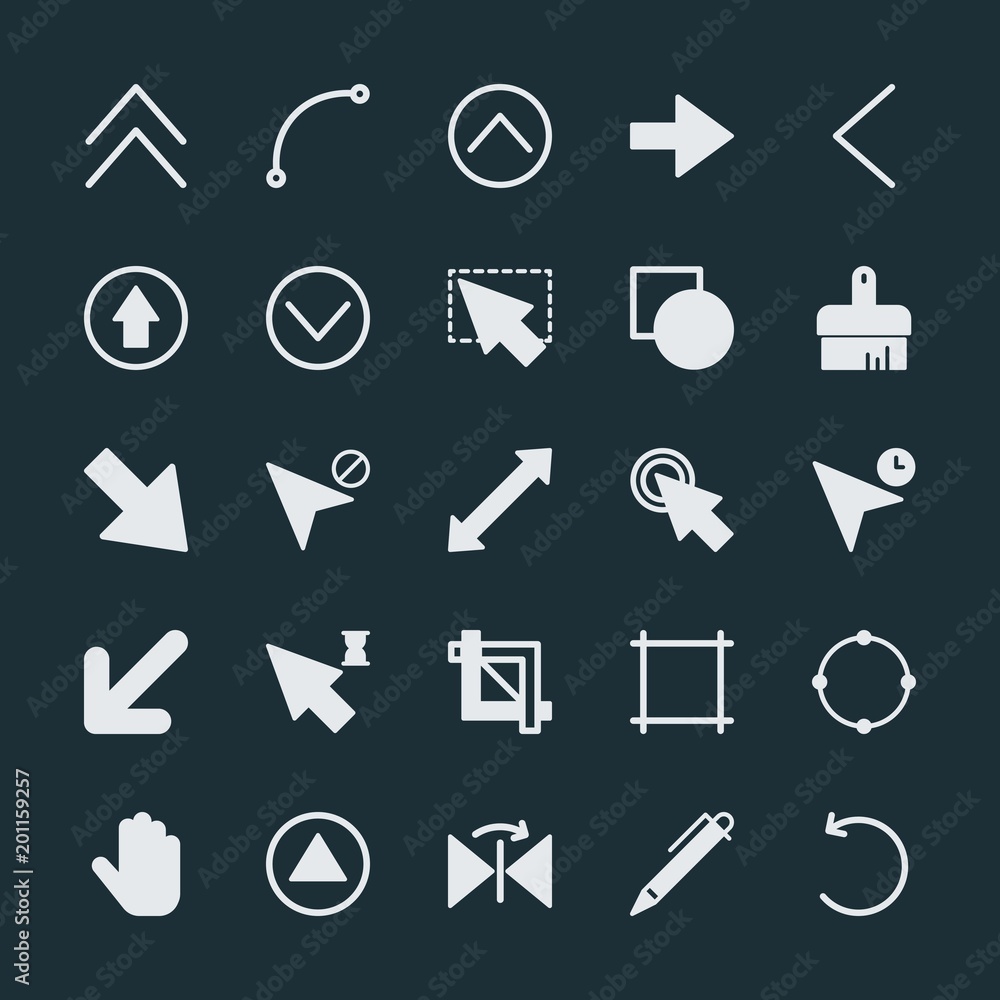 Modern Simple Set of arrows, cursors, design Vector fill Icons. ..Contains such Icons as line, right, circle, horizontal, modern, arrow and more on dark background. Fully Editable. Pixel Perfect. Modern Simple Set of arrows, cursors, design Vector fill Icons. ..Contains such Icons as line, right, circle, horizontal, modern, arrow and more on dark background. Fully Editable. Pixel Perfect.