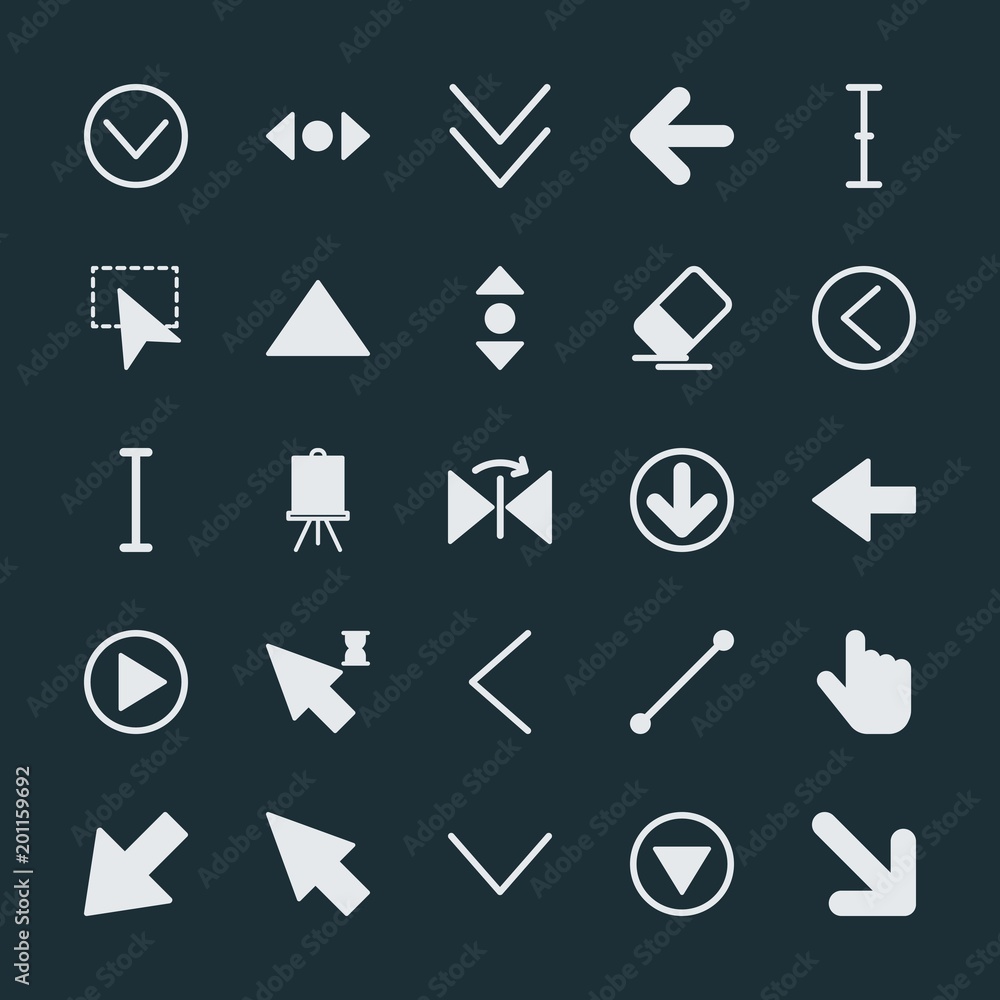 Modern Simple Set of arrows, cursors, design Vector fill Icons. ..Contains such Icons as office, mouse, diagonal, button, set, sign and more on dark background. Fully Editable. Pixel Perfect. Modern Simple Set of arrows, cursors, design Vector fill Icons. ..Contains such Icons as office, mouse, diagonal, button, set, sign and more on dark background. Fully Editable. Pixel Perfect.