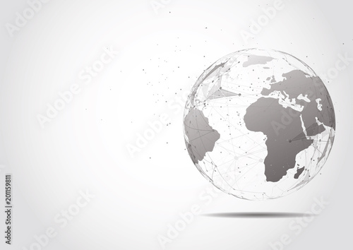 Global network connection. World map point and line composition concept of global business. Vector Illustration
