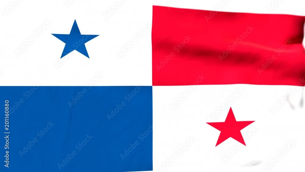 The waving flag of the Panama opens up the view to the position of the Panama on a colored world map The waving flag of the Panama opens up the view to the position of the Panama on a colored world map