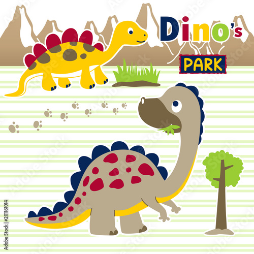 Plakat park dinozaurów, ilustracja kreskówka wektor