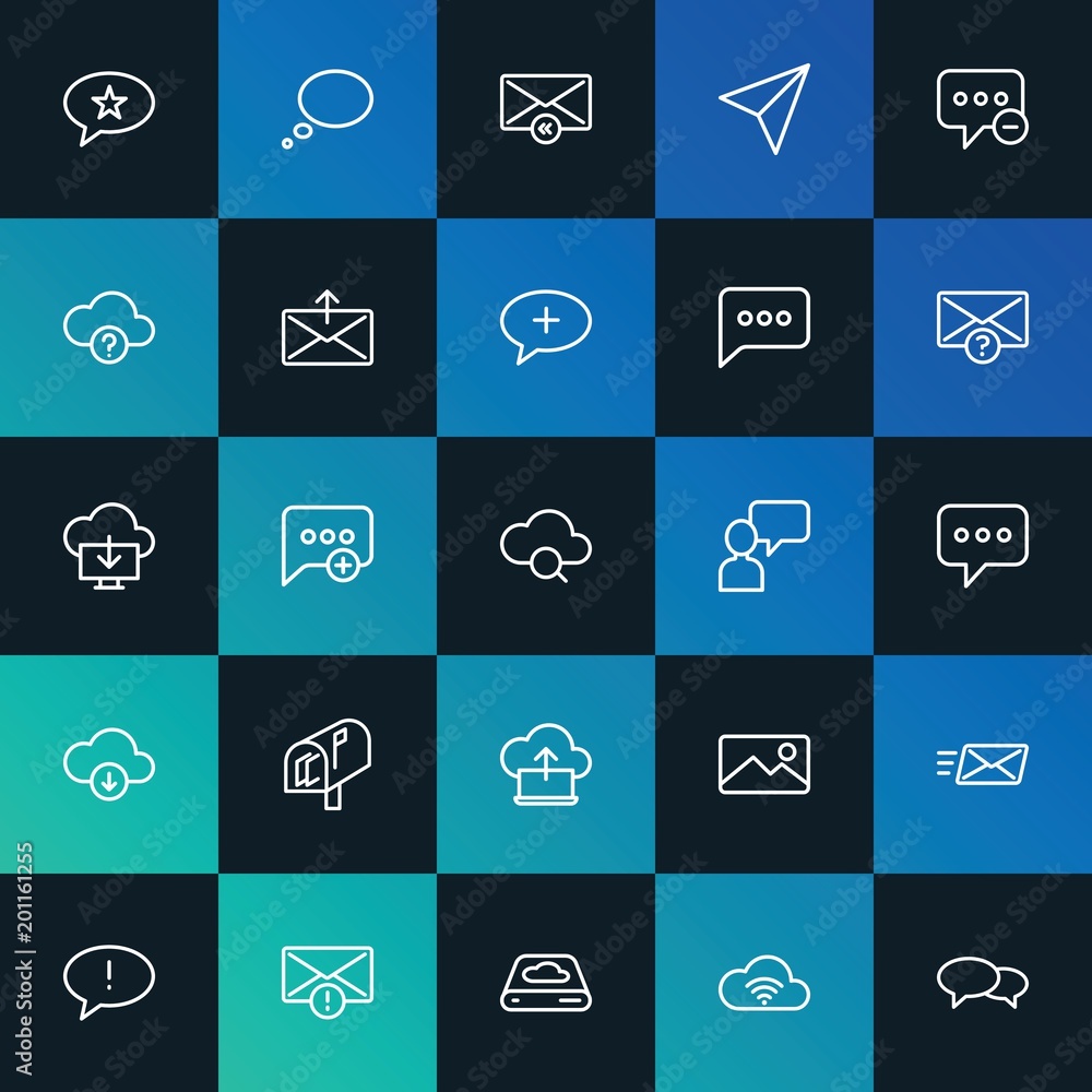 Modern Simple Set of cloud and networking, chat and messenger, email Vector outline Icons. ..Contains such Icons as new, web and more on dark and gradient background. Fully Editable. Pixel Perfect. Modern Simple Set of cloud and networking, chat and messenger, email Vector outline Icons. ..Contains such Icons as new, web and more on dark and gradient background. Fully Editable. Pixel Perfect.