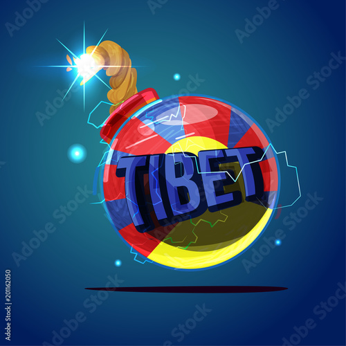 Tibet flag as bomb. tibet crisis - vector