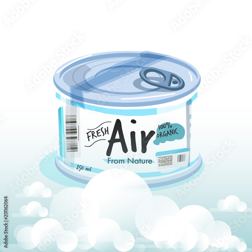 Canned with fresh air. Fresh air from nature concept - vector