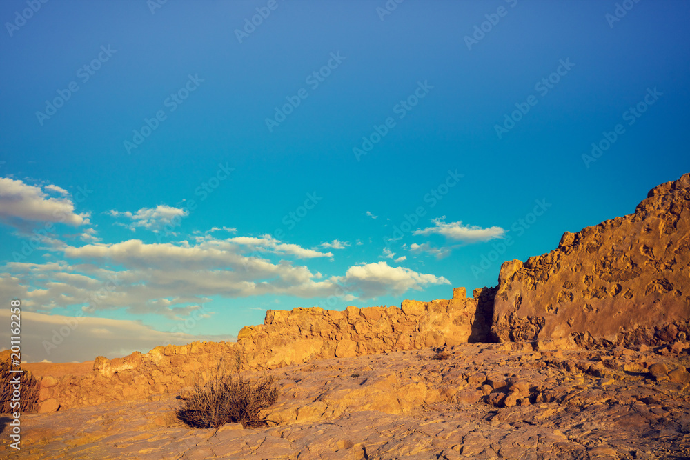 Mountains against blue sky. Negev desert, Israel