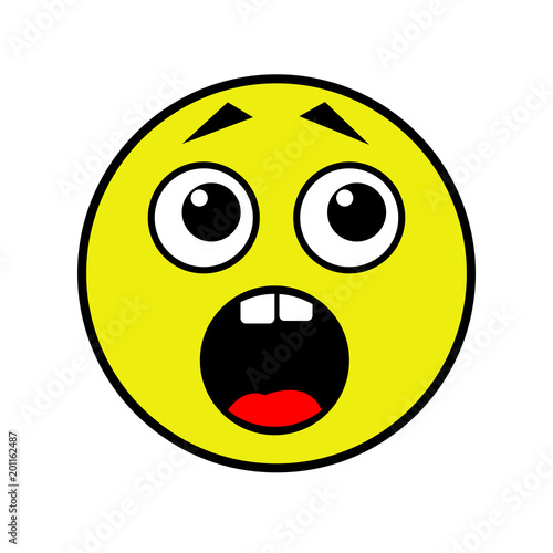 Frightened smiley on a white background